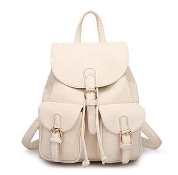 Бежевый Женский кожаный рюкзак, черный Bolsas Mochila Feminina, большой школьный рюкзак для девочек, дорожная сумка, школьные рюкзаки, яркие цвета, розовый, AA-85 - Цвет: Бежевый