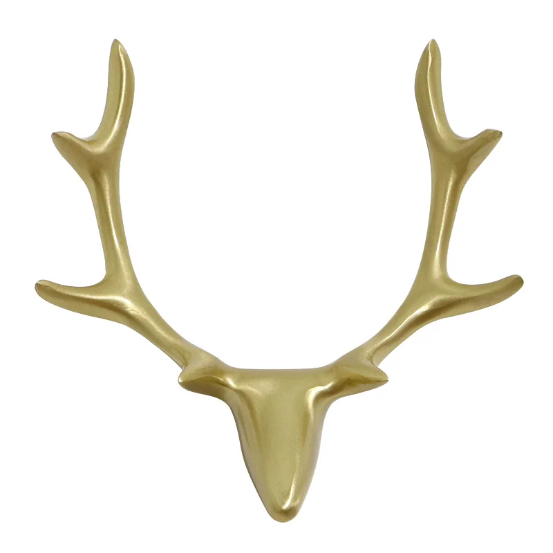 Роскошная абстрактная золотая голова оленя салфетка для украшения стен дома крючок из НАТУРАЛЬНОЙ МЕДИ статуи животных Настенный декор вешалка