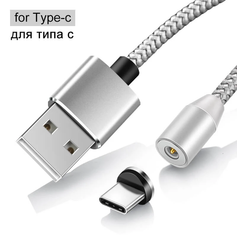 Silver for Type C Elough Магнитный зарядный Micro USB кабель зарядное устройство для iPhone Xiaomi Мобильный телефон Магнит USB зарядное устройство Тип C кабель Шнур El360 - Цвет: Silver for Type C