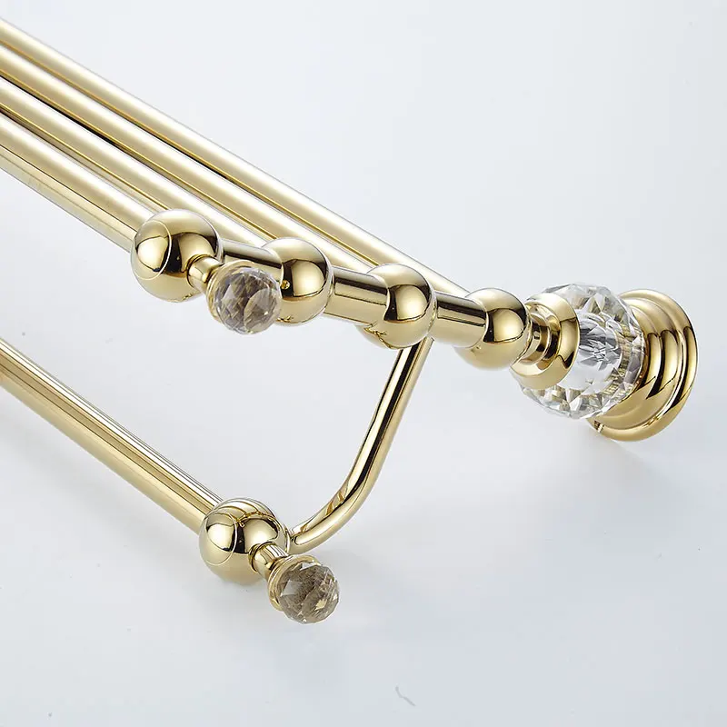 Европейская Хрустальная вешалка для полотенец Золотая полки хранения ванной