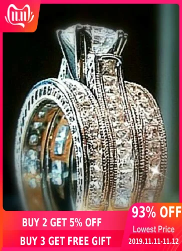 Набор свадебных лент choucong кольцо с белым золотом 14 карат 6 мм 5 11|ring set|wedding bandprincess cut