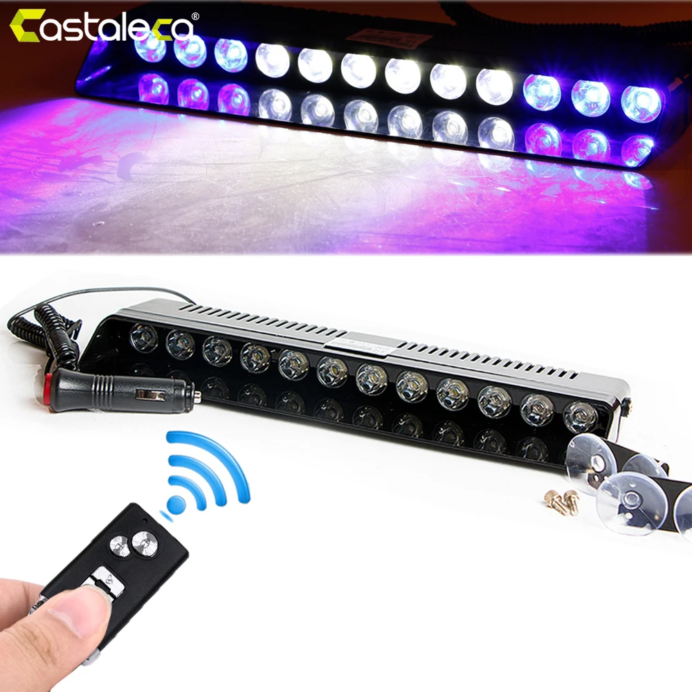 

Vehicle Remote Control Police Strobe Light Emergency Warning Front Windshield Suction Cup Flashing Fog Lamp 12V