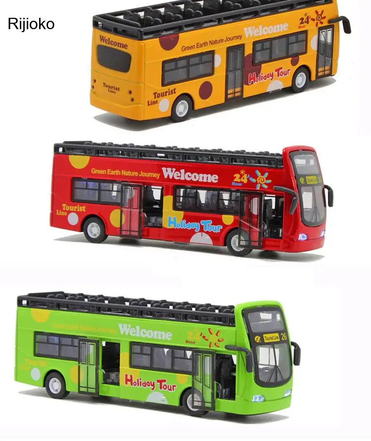 

Diecast 1:32 Scale Sightseeing Tour Bus Double Decker Bus Alloy Car Model Pull Back Vehicle Toys Children Gifts