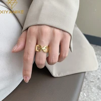 xiyanike silver color lock chain open finger rings for women vintage simple accessories party jewelry gifts 2020 new