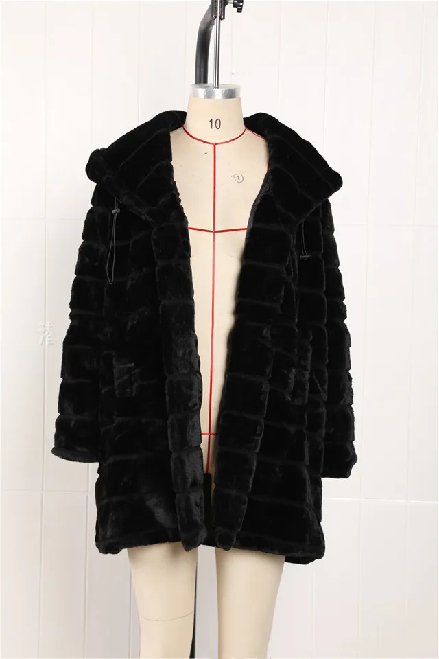 Winter Jacket High-end Imitation fur Coat Women Plush Fur Warm Jacket Female Imitation Mink Thick Long Hooded plus size 5XL Coat