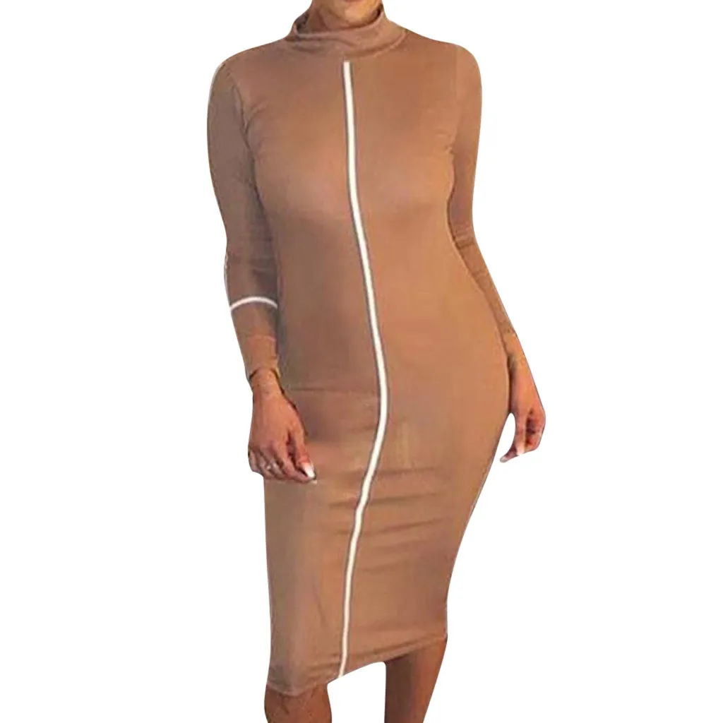 Облегающие вечерние платья с длинным рукавом стрейчевое платье со стоячим