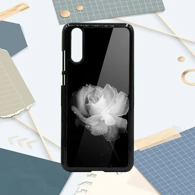 

White Rose flower pattern Phone Case PC For Samsung galaxy S note 8 9 20 10 e lite2019 plus pro ultra
