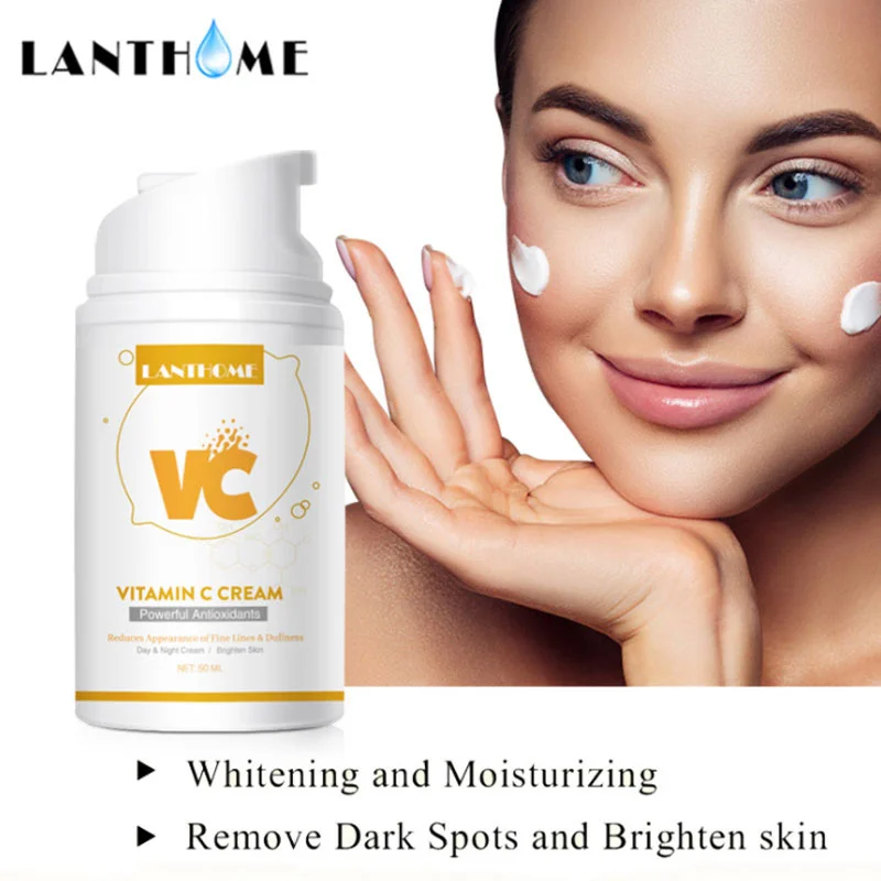 

LANTHOME Vitamin C Cream Whitening Remove Freckle Shrink Pores Essence Fade Dark Spots Brighten Skin Anti Wrinkle Face Skin Care