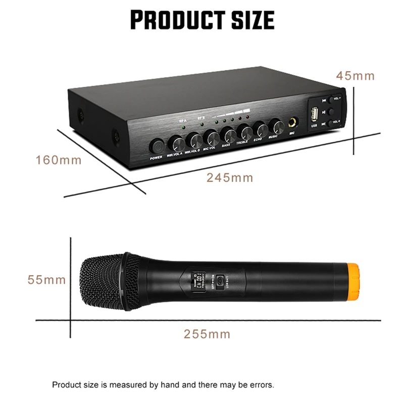 

One for Two Wireless Microphone, with Reverb Tuning USB Bluetooth Wireless Microphone Home TV Computer Mobile (EU Plug)