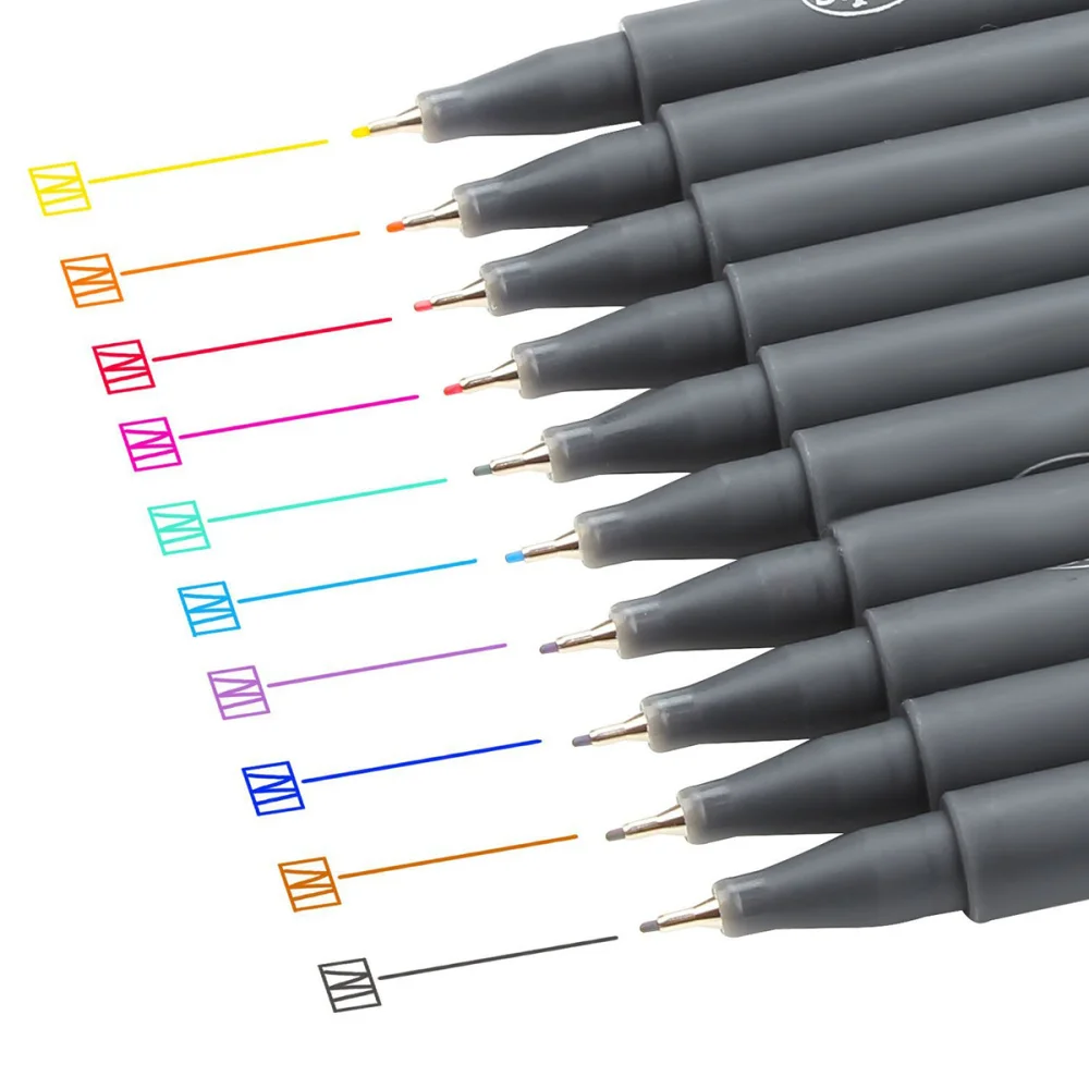 

Набор цветных ручек Fineliner, 10 шт., ручка для рисования тонкой линии 0,38 мм, пористые точечные маркеры, идеально подходит для художественных про...