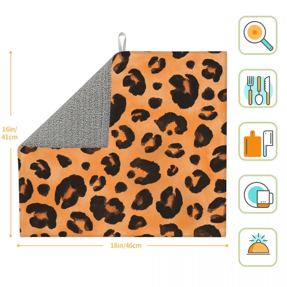 Кухонный коврик для сушки посуды моющаяся впитывающая сушилка с леопардовым