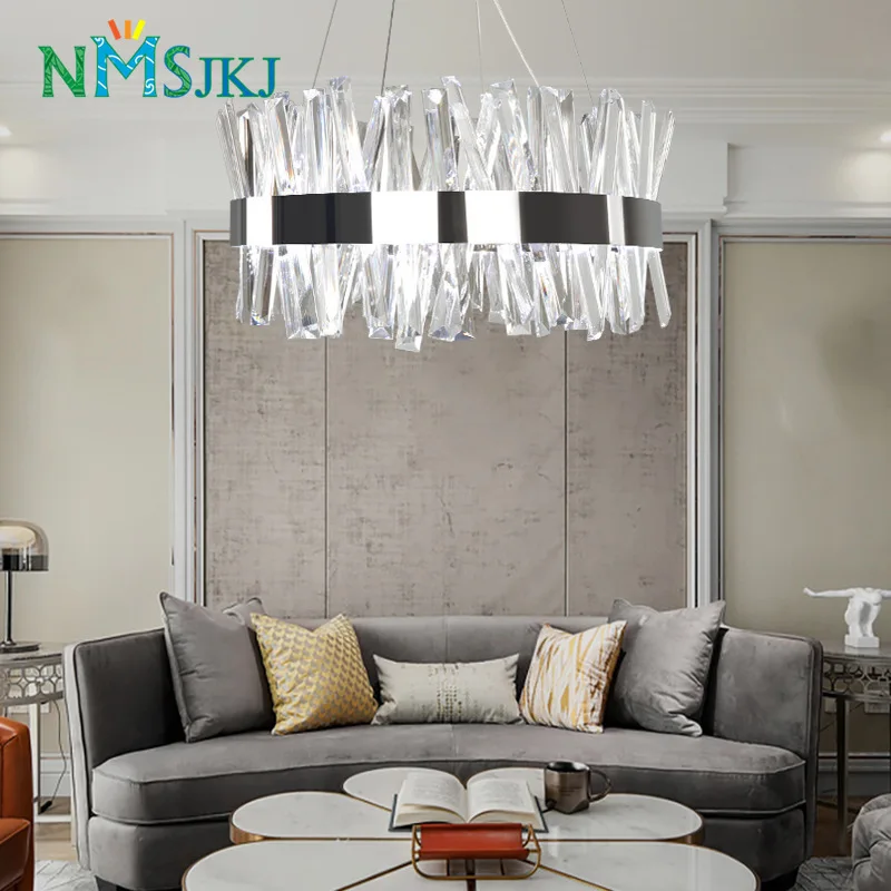 Современный роскошный серебряный круглый хромированный светодиодный