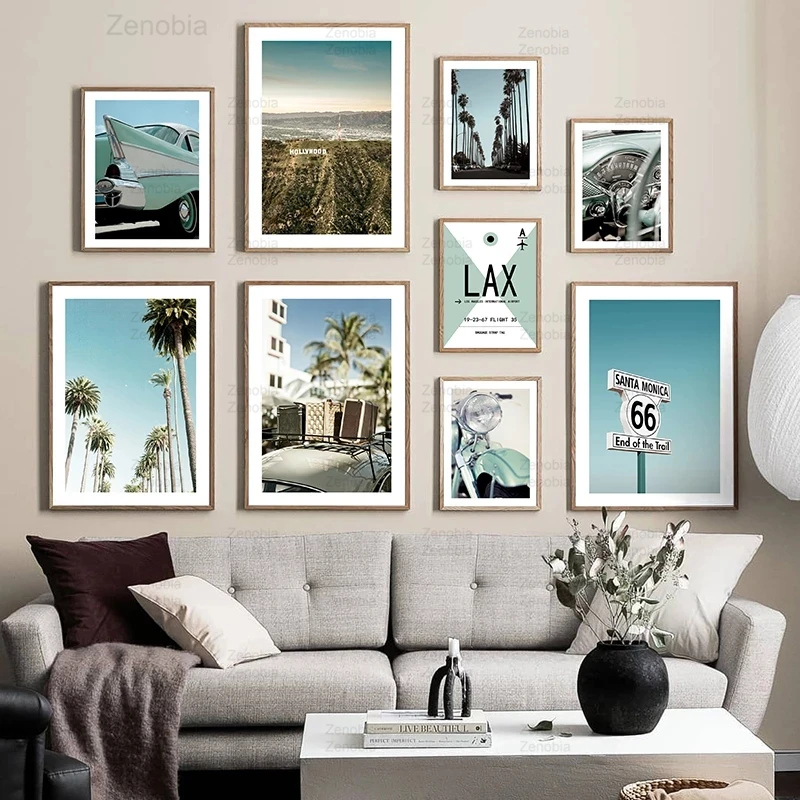

Landscape Classic Car Poster Highway Scenery Palm Plant Canvas Painting Nordic Home Decor Wall Art Decorative Hd Prints Pictures