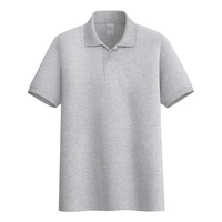 aoliwen men large size gray 65 cotton polo shirt buttons solid color short sleeve casual soft comfortable tight fit polo shirt