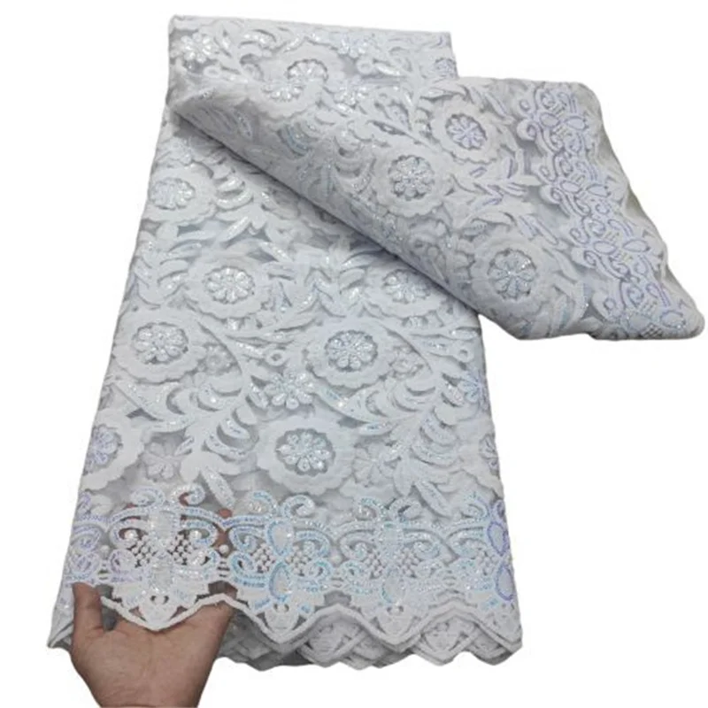 

Белая африканская кружевная ткань с блестками 2022, высококачественное кружево из молочного шелка, нигерийская кружевная ткань с вышивкой для свадебного шитья