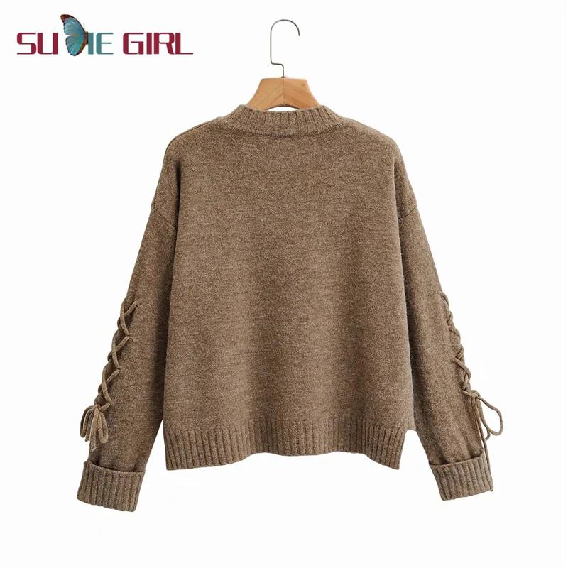 

SUDIE Girl Autumn new fashion all-match loose long-sleeve round neck temperament women's sweater pure color
