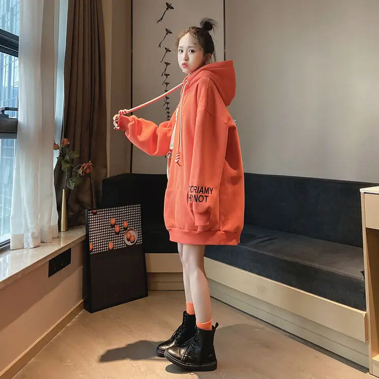 

2021 Autumn New Thin Long Sweater Sweater Women Lazy Style Student Korean Loose Top Coat