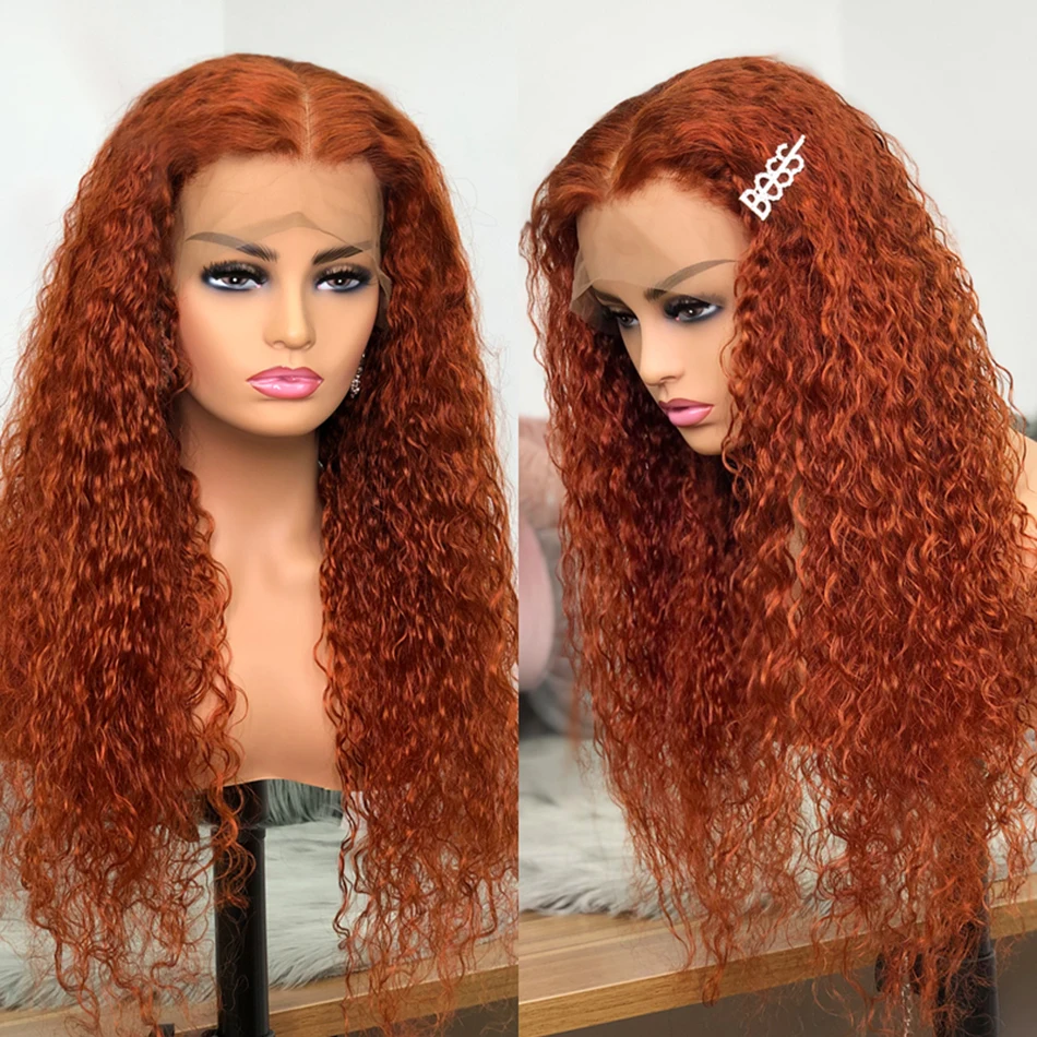 

350 Colored Human Hair Wigs Brazilian Curly Lace Front Human Hair Wigs 28 Inches 150% Remy HD Transparent Lace Frontal Wigs