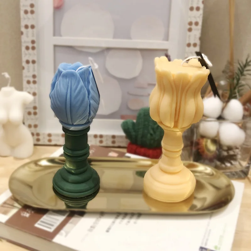 

3D Silicone Candle Mold Tulip Flower Shape Mold, Handmade Aromatherapy Soap Mold for Candle Making Home Decoration
