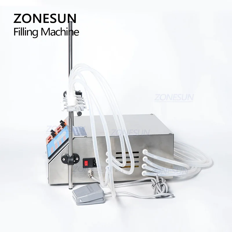 Полуавтоматическая разливочная машина ZONESUN для жидких флаконов 4 бутылка с