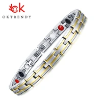 stainless steel 4 in 1 element health magnetic bracelet gold silver color wristband magnetic hand chain for women men presents