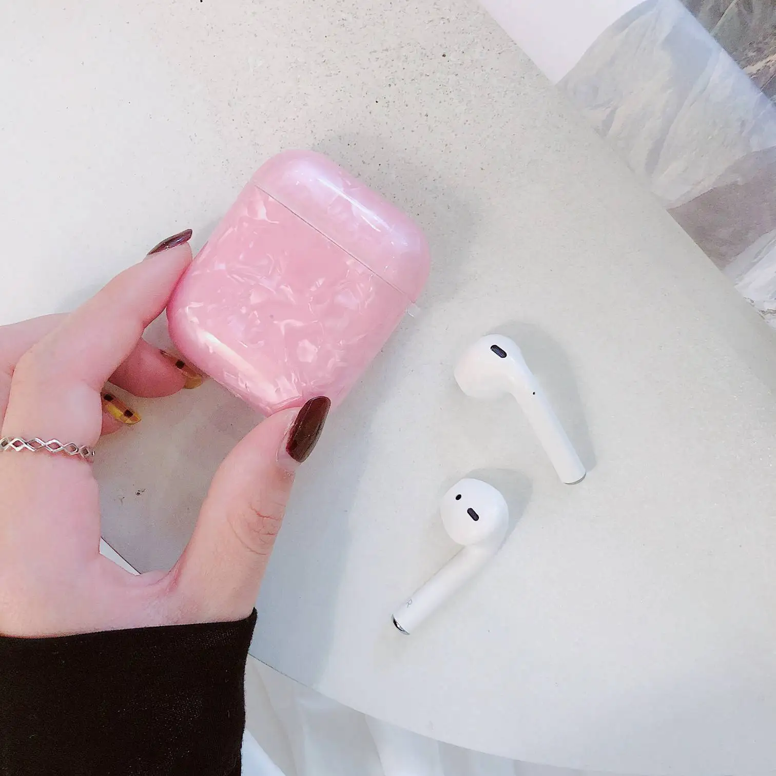 A10 Чехол с раковиной для AirPods, роскошный Леопардовый мраморный силиконовый защитный чехол для Air pods 2, беспроводной чехол для наушников - Цвет: A10