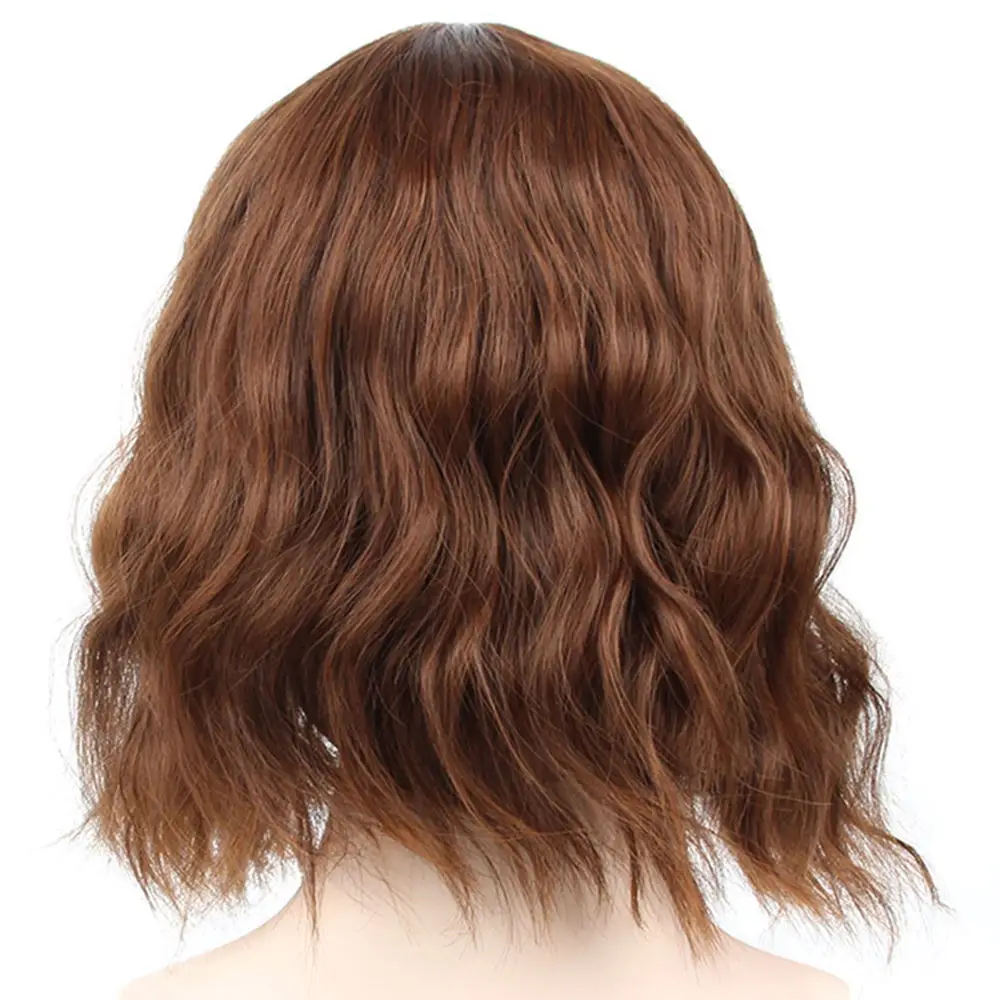 2I30 Pageup Short Natural Wave Synthetic Wig For Black Women Purple Wigs with Bangs Heat Resistant Fiber Hair Wigs - Цвет: 2I30