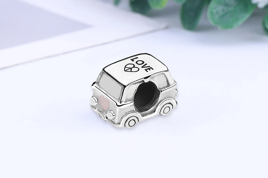 Талисманы 925 пробы серебро Fit Pandora браслет сердце автобус Кемпер Ван Шарм Бусины Diy женские ювелирные изделия