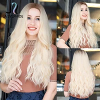 la sylphide synthetic wig long curly root brown ombre blonde middle part hair wigs for woman daily party heat resistant hair