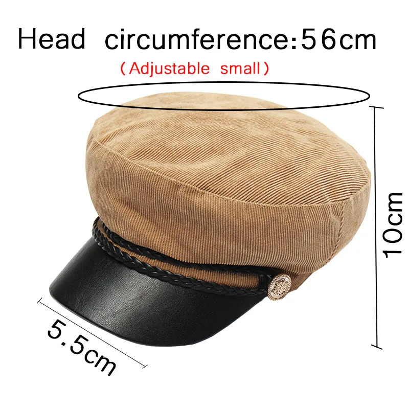 Зимние шапки для женщин шляпа в стиле милитари Вельветовая восьмиугольная кепка