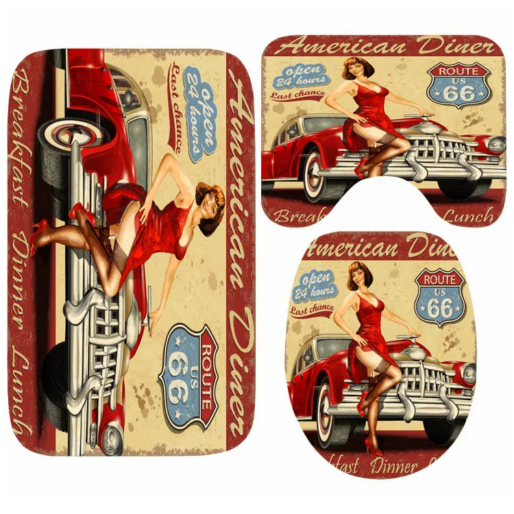 Набор ковриков для ванной в стиле ретро винтажный и душа | Дом сад