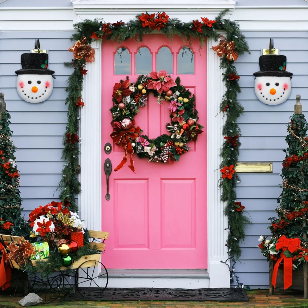 

Amosfun 2PCS Snowman Head Light Cover Snowman Lamp Shade for Holiday Porch Festival Christmas