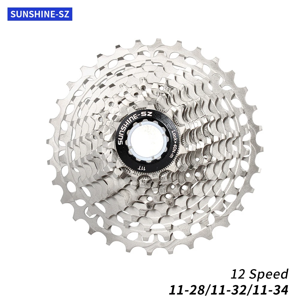 

Дорожный велосипед SUNSHINE, Ультралегкая кассета 11-28 скоростей, 12s1 1/32T, гравийный велосипед 11/34T 12 S K7, слиток масла, 12 В, обработанный на станке с ...