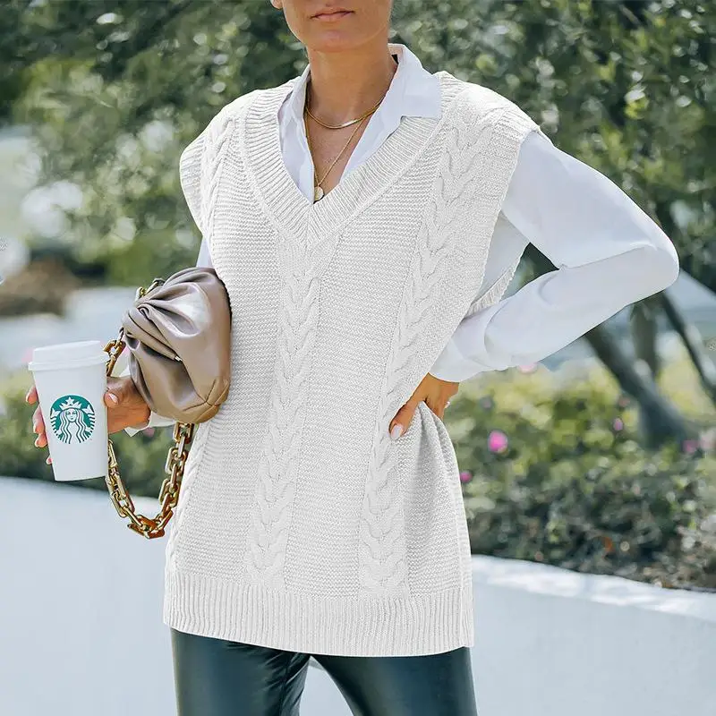 

Vest Sweater Women Autumn Winter Sweaters Knitted Top Slim Female Loose Sweater Knitted Sweater Vest Pull Femme Ladies Pullover