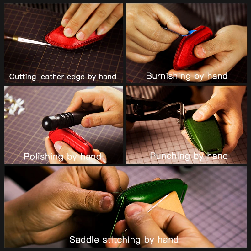 Crazy Smith Handmade Car Key Case Cover for Land Rover 5 Buttons Vegetable Tanned Leather High Quality New Year's Gift Brown Red |