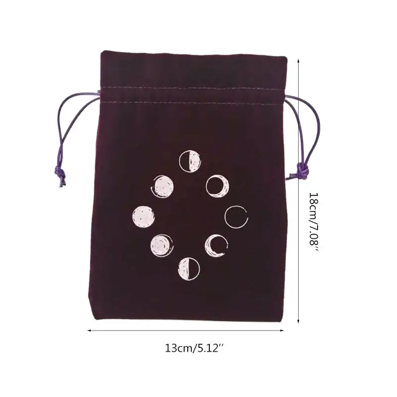 

Velvet Tarot Storage Bag Moon Phase Oracle Card Divination Bag Board Game Toy Jewelry Home Mini Drawstring Package