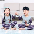 Пижамный комплект с длинным рукавом для мальчиков и девочек, из 100 хлопка, комплекты детской одежды для подростков, комплекты для девочек, пижамы, Детская Хлопковая одежда для сна