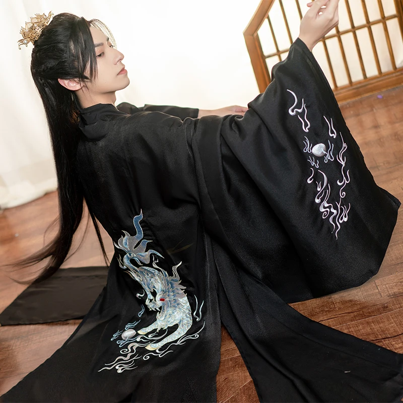 

Original Costume Youth Men's Hanfu Costume Autumn Chinese Style Robe Martial Arts Style Black Ancient Style Men Clothing Cosplay