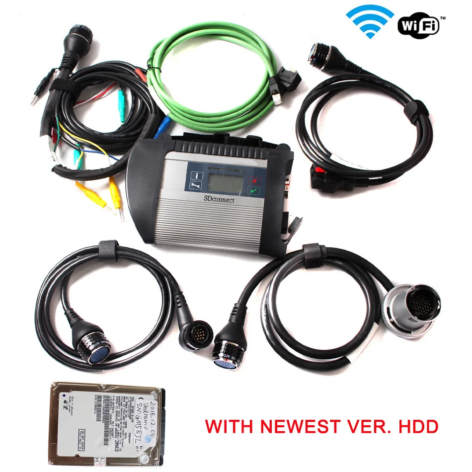 with HDD Лучшее качество! MB star diagnosis полный комплект+ 12/ HDD SD Compact C4 с wifi mb star c4 новейшее программное обеспечение для автомобилей 12 В и 24 В - Цвет: with HDD