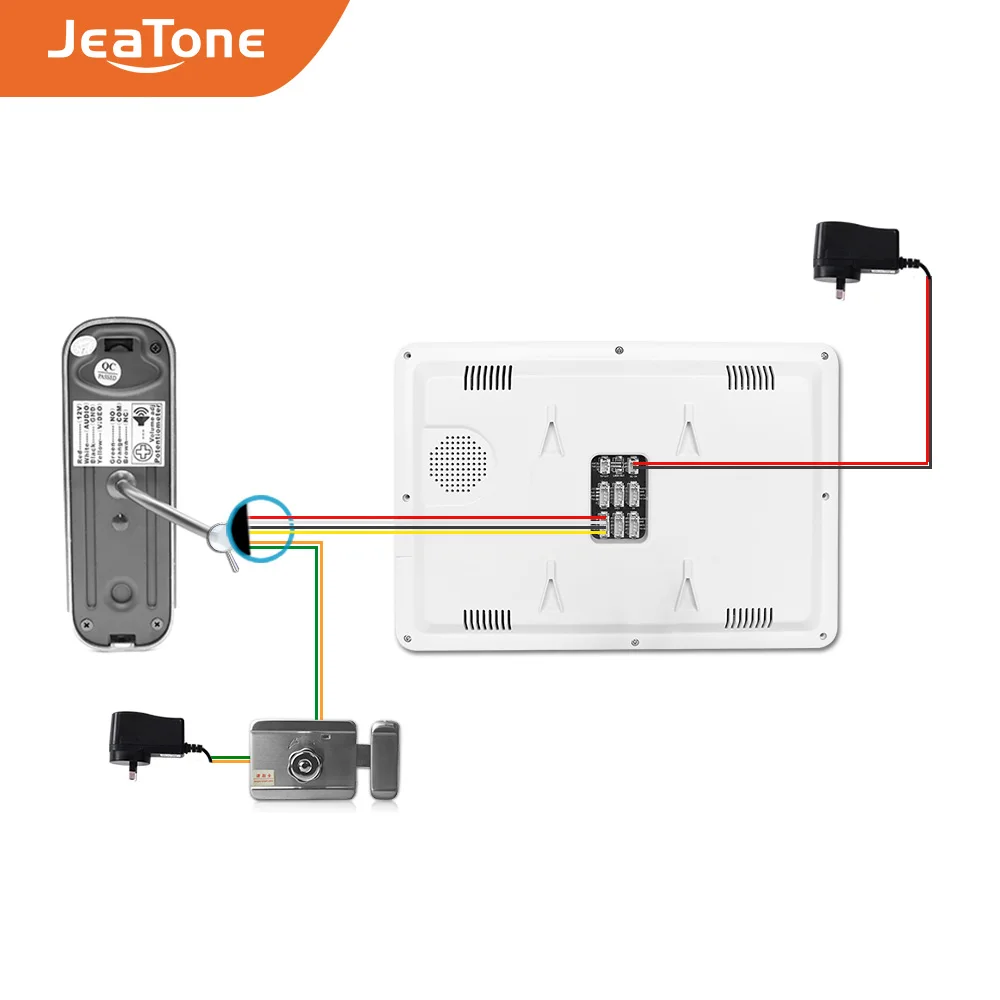 Видеодомофон JeaTone 2 Наружные камеры + монитор 7 дюймов дверной звонок