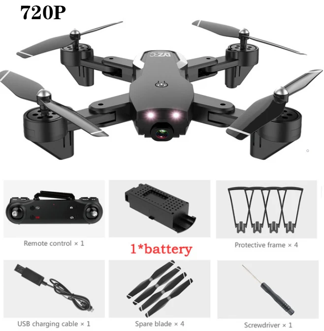 Black 720P 1B L107 Дрон 4K 2,4G wifi FPV с широкоугольным двойным HD Вертолет камеры игрушка 20 минут долгое время полета складной портативный - Цвет: Black 720P 1B