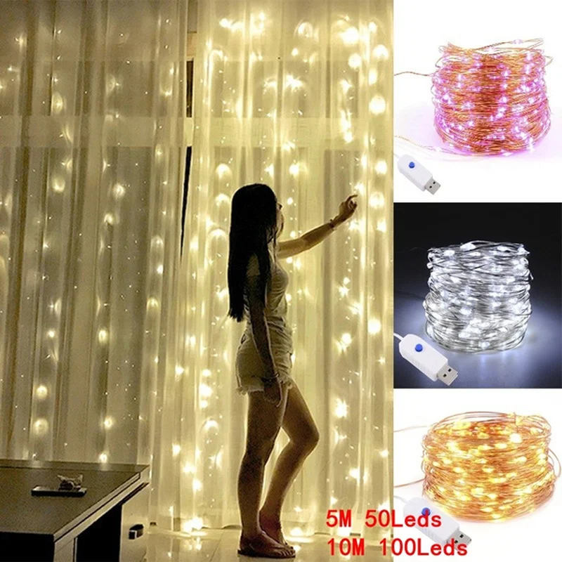 5 м 10 USB светодиодный фонарь на медном проводе Фея гирлянды светодиодные полосы