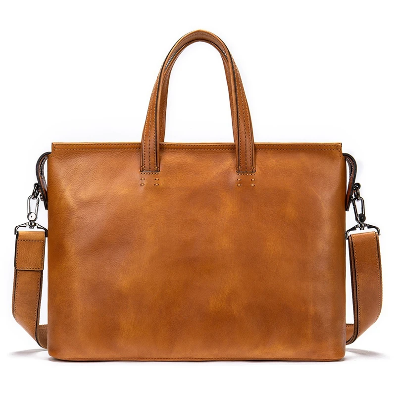 Men Business Handbag Genuine Leather Briefcases Male Laptop Bag 14 inch Totes Bag High Quality Leather Shoulder Bag For Document