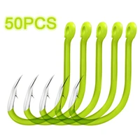 50pcs luminous fishing hooks fishhooks fishing accessories supplies lures carbon steel 8 9 10 11 12 13