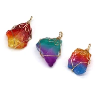 new fashion natural stone crystal pendants irregular rainbow quartzs charms for jewelry making diy graceful earring necklace