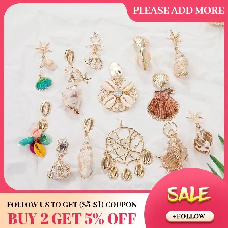 Длинные серьги подвески JOUVAL в виде морской звезды и ракушки женские из сплава