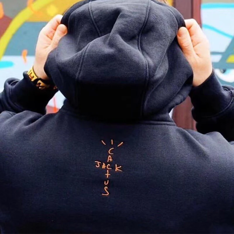 Толстовка с капюшоном Kanye в стиле Харадзюку свитшот вышивкой виде букв кактус для