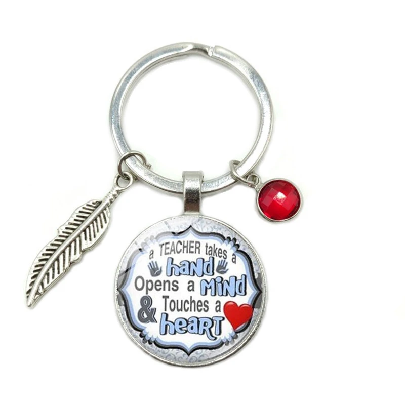 2019 New Hot Teacher's Day Gift Time Glass Convex Keychain 8 Color Crystal Alloy Leaves Hanging Key Ring Small | Украшения и