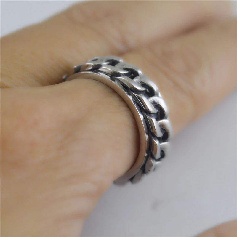 

Ladies Jewelry Fashion 8mm NK Chain Spinner Rings For Women Best Firend Gift Vintage 316l Stainless Steel Engagement Bands Anel