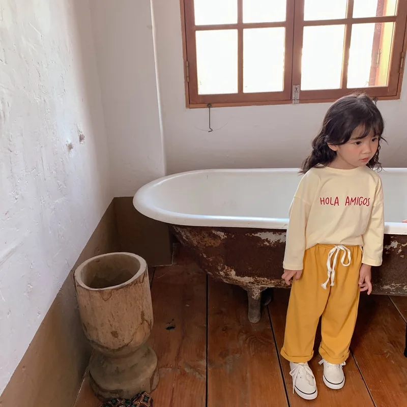

Kids Korean Design Tousers Autumn Korean Girl Three-color Casual Pants,children Baby Solid Color Sports Loose Trousers Clothes
